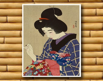 Japanese Woodblock Print Japan Poster Hari Shigoto Ito