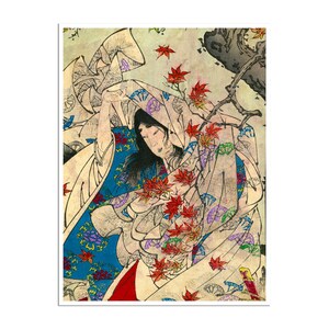 Ukiyo-e Print Japanese Woodblock Art Tsukioka Yoshitoshi Maple Leaf (J66)a