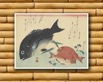 Japanese Art Decor Asian Fish Carp Wall Art Poster Decor Japan Retro (J405)