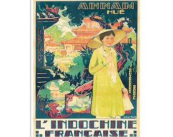 Póster de viaje de Hue, arte vietnamita, impresión vietnamita (AJT204)a