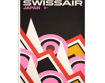 Japan Painting Japanese Art Swissair Travel Poster Print (AJT349)a
