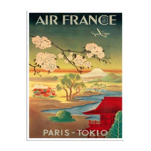 Tokyo Art Japan Print Japanese Painting Air France Travel Poster  (AJT21)a