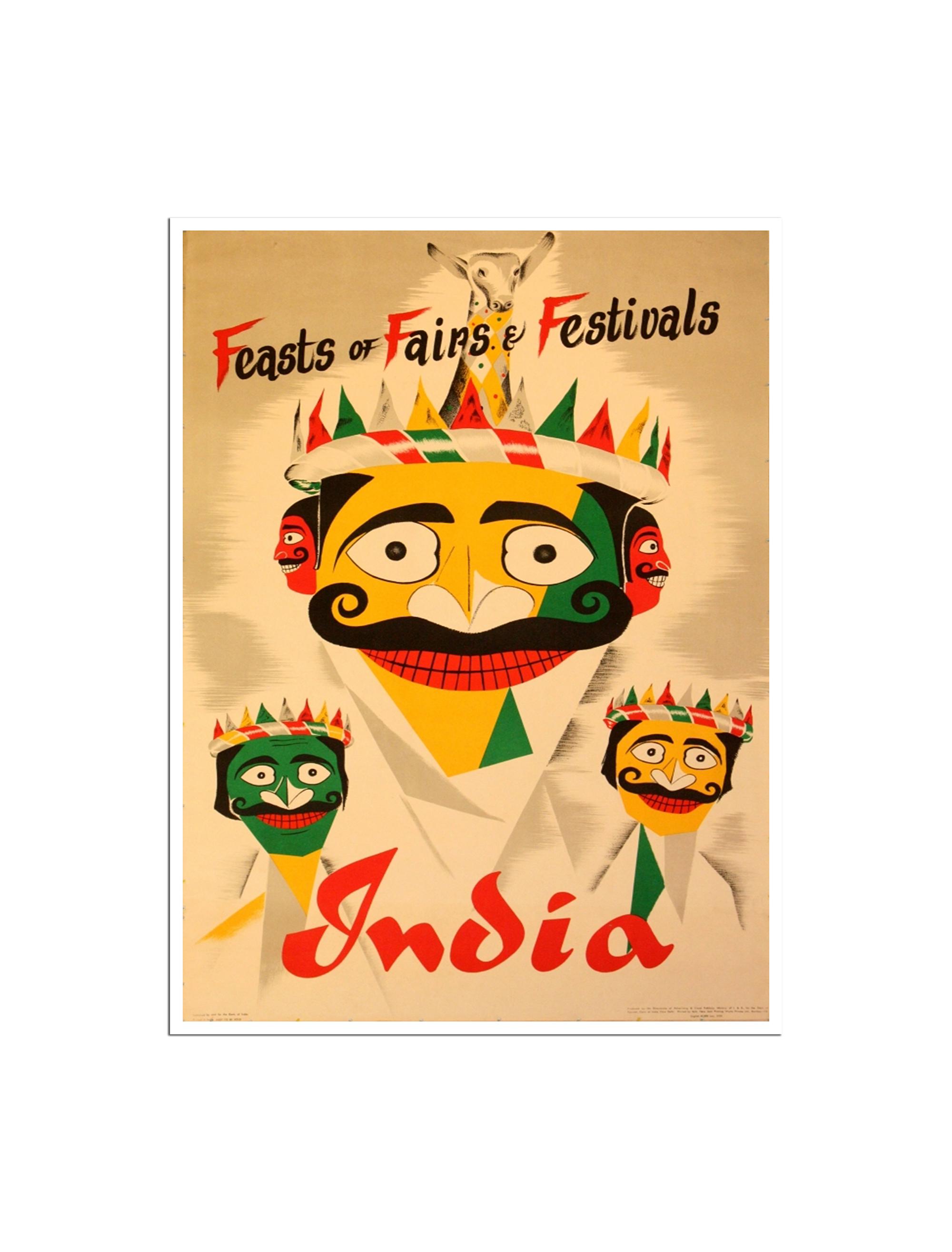 インド旅行ポスター フェアとフェスティバルの祝祭 アート インド