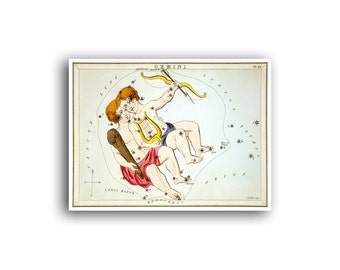 Gemini Star Sign Poster Sidney Hall Astrology Map 1925 Art Print (AS19)a