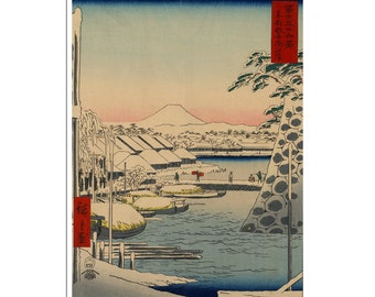 歌川広重 - 阿波国鳴門渦潮、1853年 - 19世紀日本の木版画、A4/A3厚手