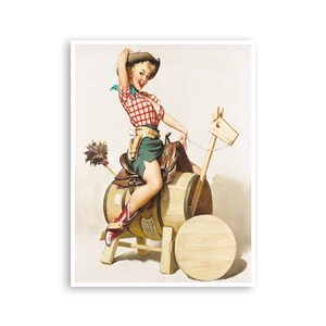 Pin Up Girl Poster Vintage Cowgirl Art Western Themed Gift Super Quality Art and Paper (PN18)