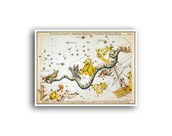 Póster de Hydra, Sidney Hall, mapa de constelaciones, carta estelar, arte, horóscopo, astrología, impresión (AS27)a