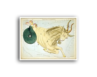 Capricorn Vintage Zodiac Print Star Sign Horoscope Poster Map Art Constellations Astrology Decor (AS11)a