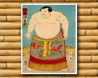 Japanese Sumo Art Poster Asian Wall Art Retro Decor Japanese Print (J38)