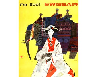 Cartel de viaje de Japón Impresión japonesa Swissair Art (AJT28)a