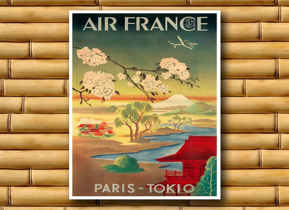 東京アートジャパンプリント日本画エールフランス旅行ポスター（AJT21