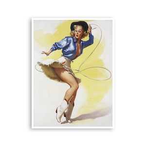 Cowgirl Art Pin Up Girl Print Western Poster Super Quality Art and Paper Frame It Yourself Sizes (PN40)a