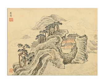 Póster chino con impresión de paisaje de Song Maojin (CH15)a