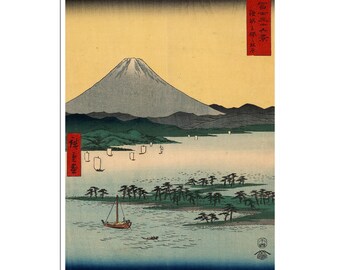 Mt Fuji Ukiyo-e Art Japan Poster Utagawa Hiroshige Woodblock Print (J29)a