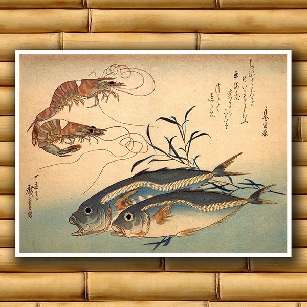 Fish Art Wall Decor Asian Chinese Poster Art Print China Retro (CH49)