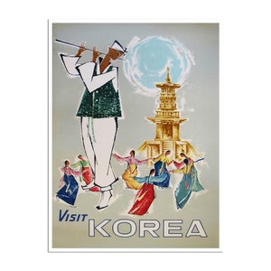 Póster de viaje de arte coreano, decoración de pared asiática (AJT298)
