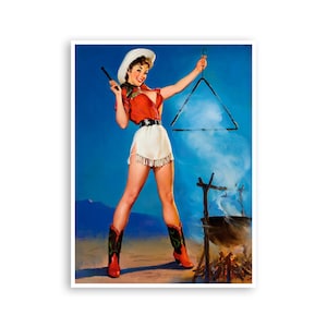 Vintage Cowgirl Poster Pin Up Girls Art Camping Print Super Quality Art and Paper Frame It Yourself Sizes (PN24)