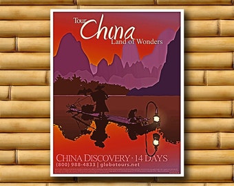 Vintage Travel Poster China Art Print Asian Decor (AJT2)