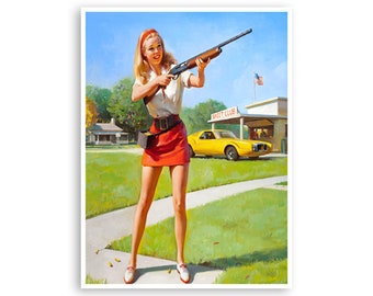 Pin Up Girls Wall Art Skeet Shooter Stampa Vintage Super Quality Art e Paper Frame It Yourself Sizes (PN8)