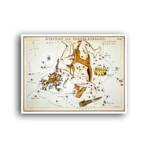 Hercules-sterrenbeeld Art Sidney Hall Zodiac Print sterrenbeeld horoscoop poster kaart kunst astrologie (AS15)a