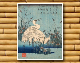Cranes Art Decor Asian Bird Wall Art Japanese Poster Art Decor Japan Retro (J135)