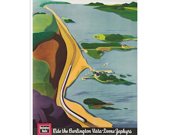 Bern Hill Art Railroad Poster Vintage Train Art Zephyrs Sign  (AJT394)