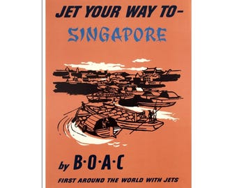 Póster de viaje de BOAC Art de Singapur, impresión de Asia (AJT153)a