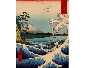広重浮世絵「薩摩沖」木版画複製 - Etsy 日本