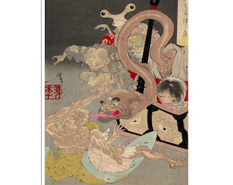 Japanese Woodblock Print by Tsukioka Yoshitoshi Japan Poster Art (J63)a