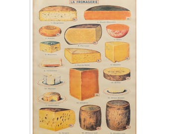 Kaasposter Vintage Franse keuken Decor Fromage Art Print (AJT482)