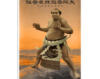 Póster de luchador de sumo Arte de viaje japonés Impresión de lucha asiática (AJT47)a