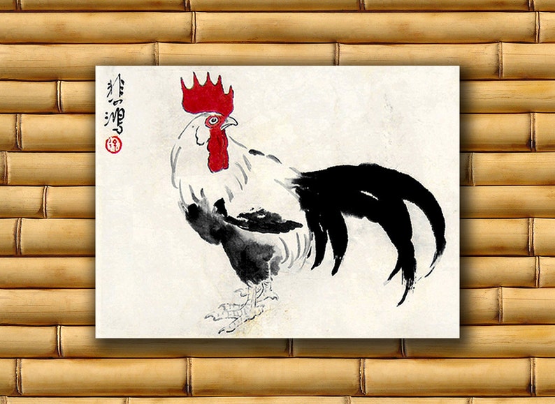 Chinese Rooster Poster Asian Landscape Art Print China Retro Decor CH28 ...