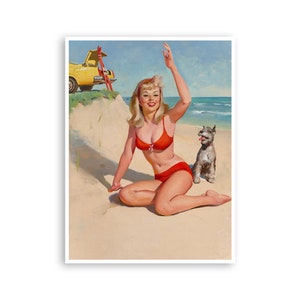 Pin Up Girls Art Print Vintage Sexy Beach Poster Super Quality Art and Paper Frame It Yourself Sizes (PN31)