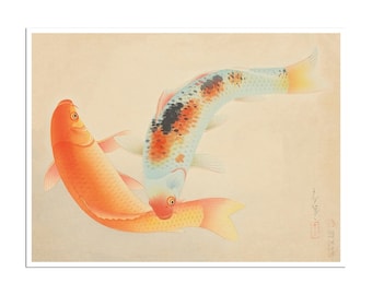 Koi Fish Poster Japanese Carp Art Japan Print (J437)a