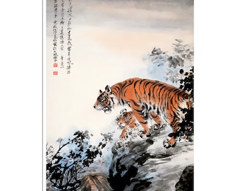 Chinese Tiger Poster Asian Print China Tigers Art (CH7)a