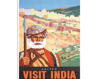 Póster de viaje a la India con impresión de Jaipur Arte indio (AJT146)a