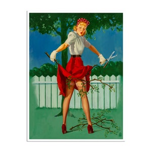 Pin Up Girl Poster Landscaping Art  Vintage Gardener Print Fine Art and Paper Frame It Yourself Sizes (PN77)