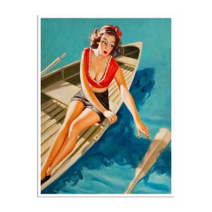Lake House Decor Vintage Pin Up Girl Poster Vacation Home Print Super Quality Art and Paper Frame It Yourself Sizes (PN97)