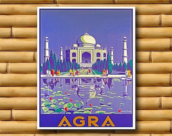 India Art Taj Mahal Travel Poster Asian Wall Print Decor (AJT25)