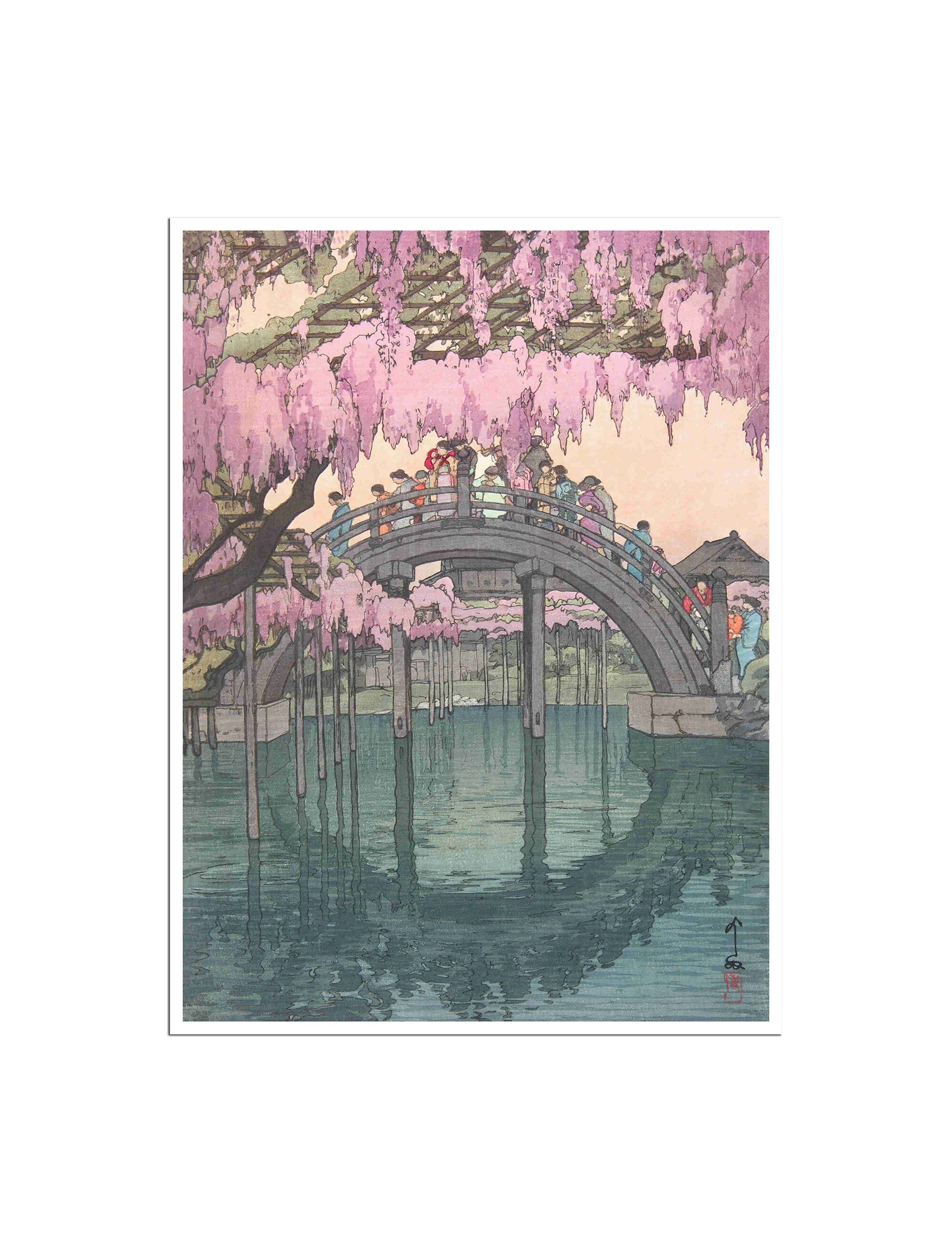 吉田博、【平河橋】、希少な額装用画集より、新品額装付、状態良好 吉田博、【平河橋】、希少な額装用画集より、新品額装付、状態良好