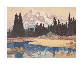 Mt Rainier Painting Washington Travel Poster National Parks Art Print (AJT310)a