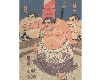 Sumobrottare Konsttryck Japansk Dekor Vintage Japan Poster (J466)