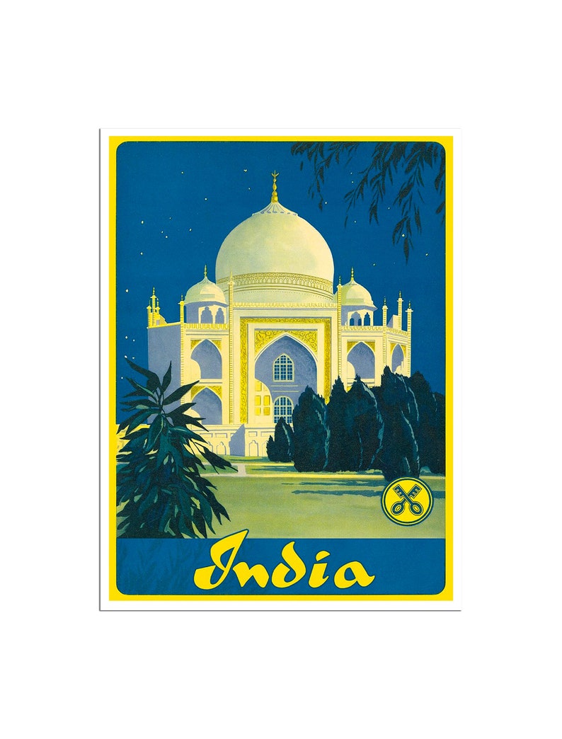 India Travel Poster Taj Mahal Art Indian Print ajt22a Etsy