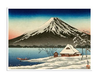 Póster del monte Fuji con arte ukiyo-e Impresión en madera japonesa Decoración japonesa (J84)a
