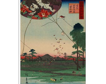 Pintura del Monte Fuji, grabado en madera japonés, Ukiyo-e, arte del cartel, Utagawa Hiroshige II (J16)a