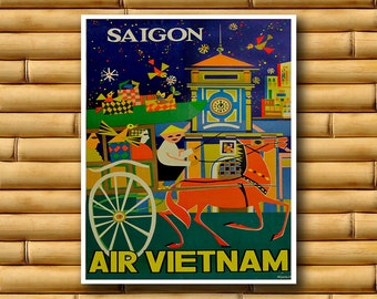 Vietnam Art Wall Art Vietnamese Travel Poster Asian Print Decor (AJT31)