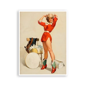 Cowgirl Poster Vintage Pin Up Girls Art Print Super Quality Art and Paper Frame It Yourself Sizes (PN23)