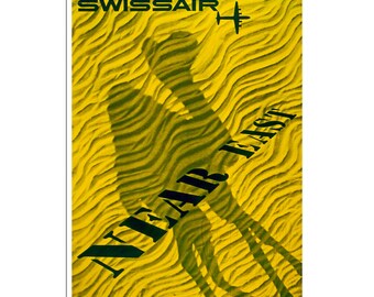 Póster de viaje de Swissair Impresión de camello en Oriente Próximo Arte de Oriente Medio (AJT29)a