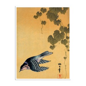 Japanese Woodblock Print Bird Art Asian Decor Vintage Poster (J162)a