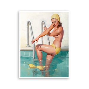 Pin Up Girls Wall Art For Pool House Print Vintage Poster Super Quality Art and Paper Frame It Yourself Sizes (PN21)